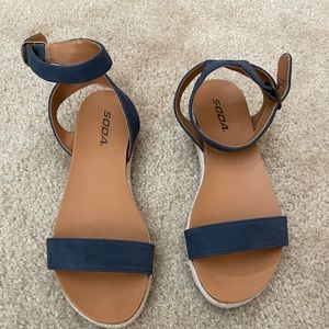 Navy platform sandals